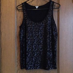 J. Crew black sequin shell, tank size medium EUC